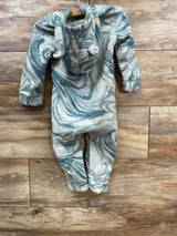 Baby Gap Fleece Hooded Coverall Blue sz 12-18m