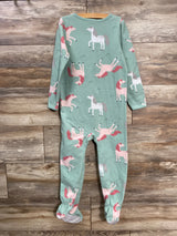 Simple Joys Horse Print Blanket Sleeper Green sz 5T