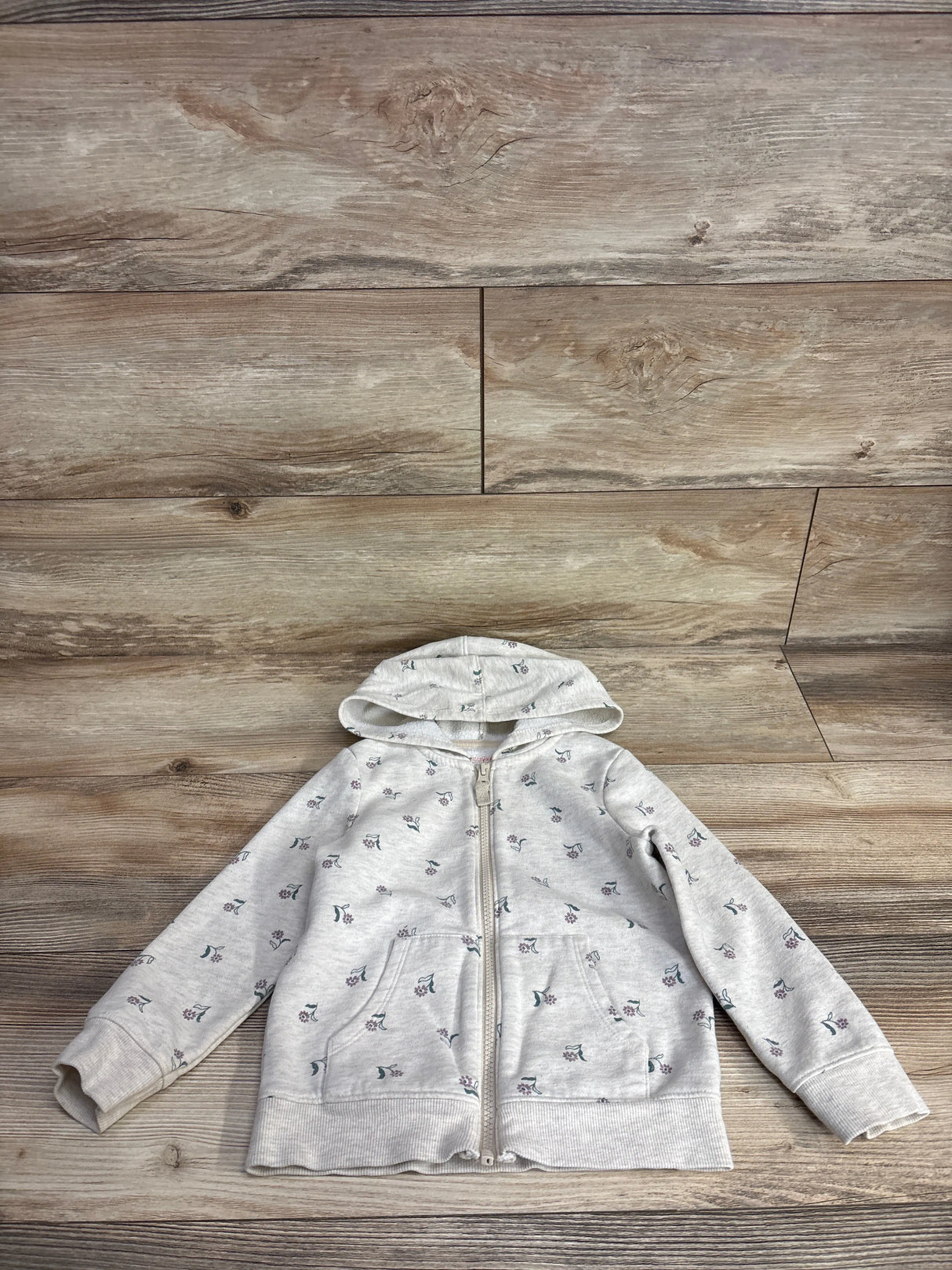 Cat & Jack Floral Full Zip Jacket Grey sz 4T
