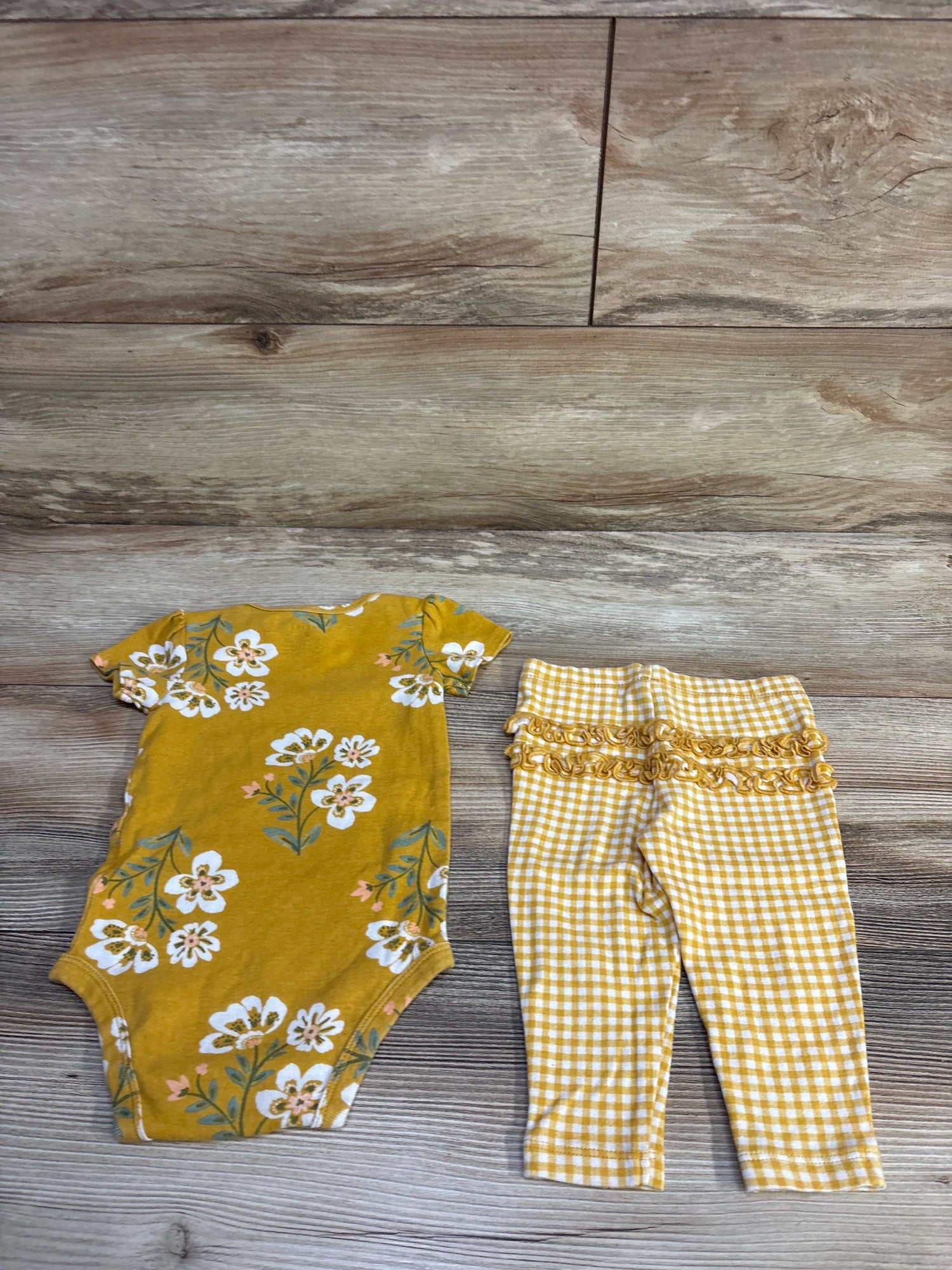Carter's 2pc Floral Bodysuit & Pants Set Yellow sz 9m
