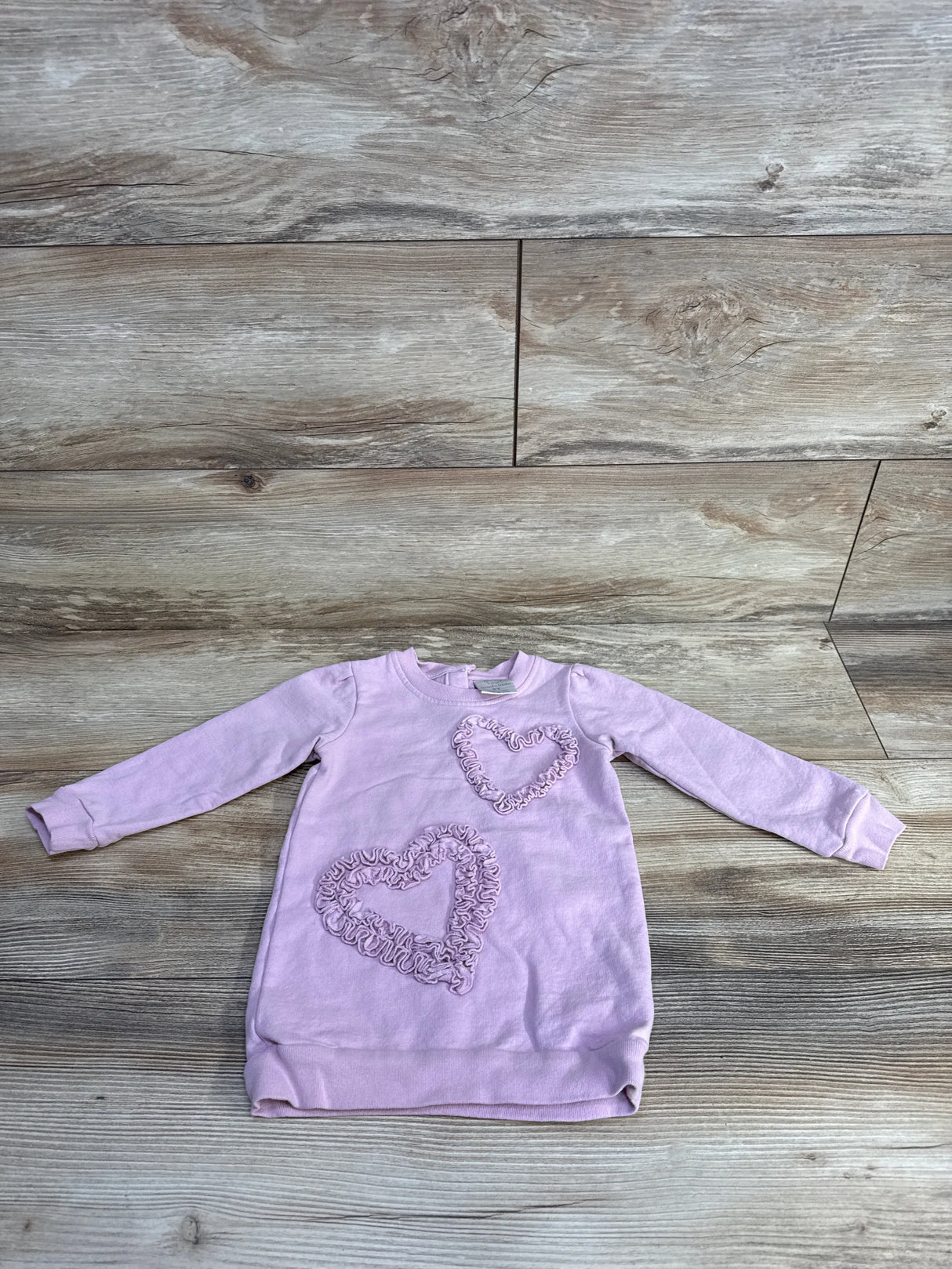 Koala Kids Ruffled Heart Print Pull Over Sweatshirt Lilac sz 2T