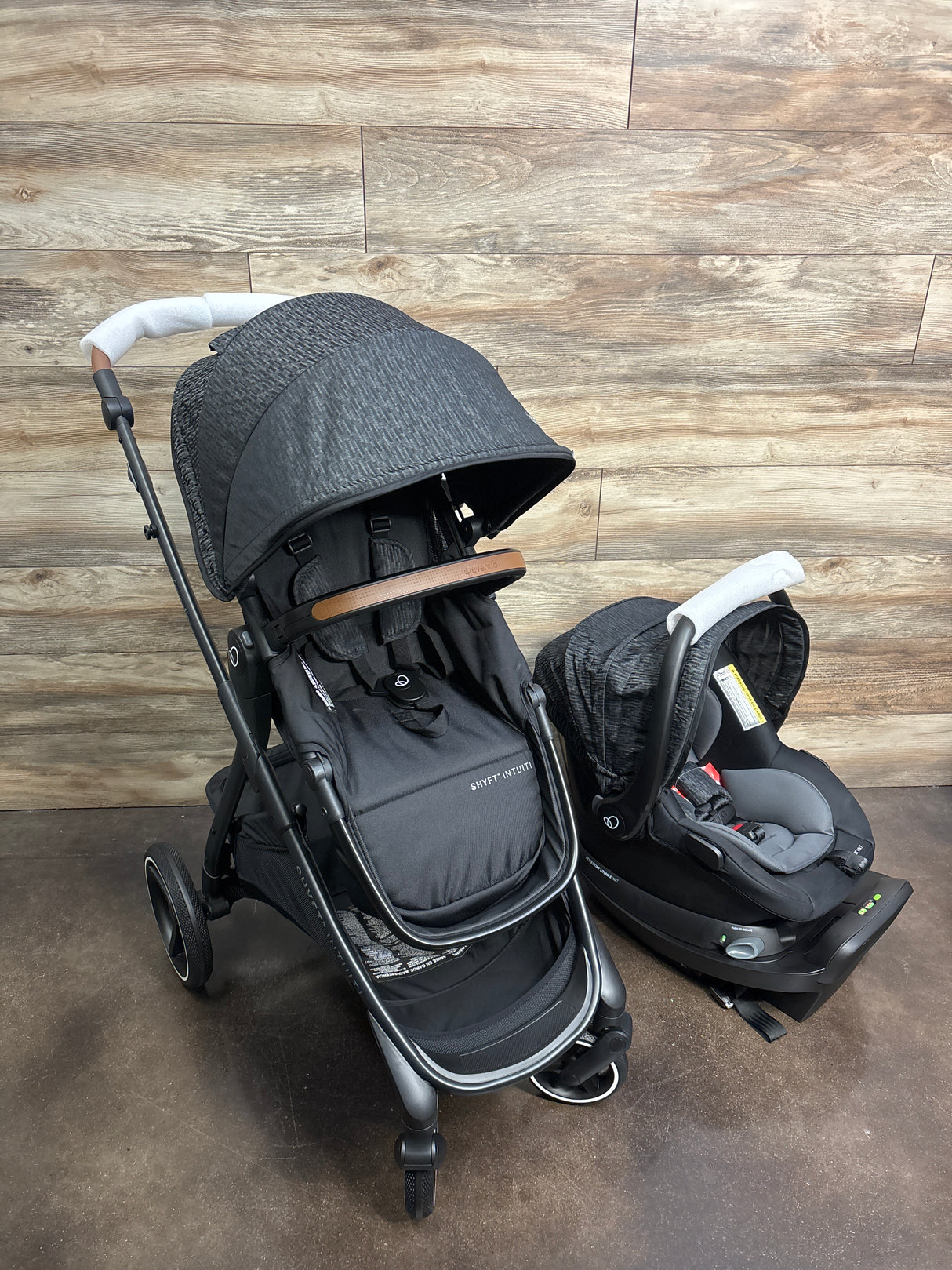 NEW Evenflo Shyft Intuiti Travel System with Revolve180 LiteMax NXT Car Seat-Black Shale