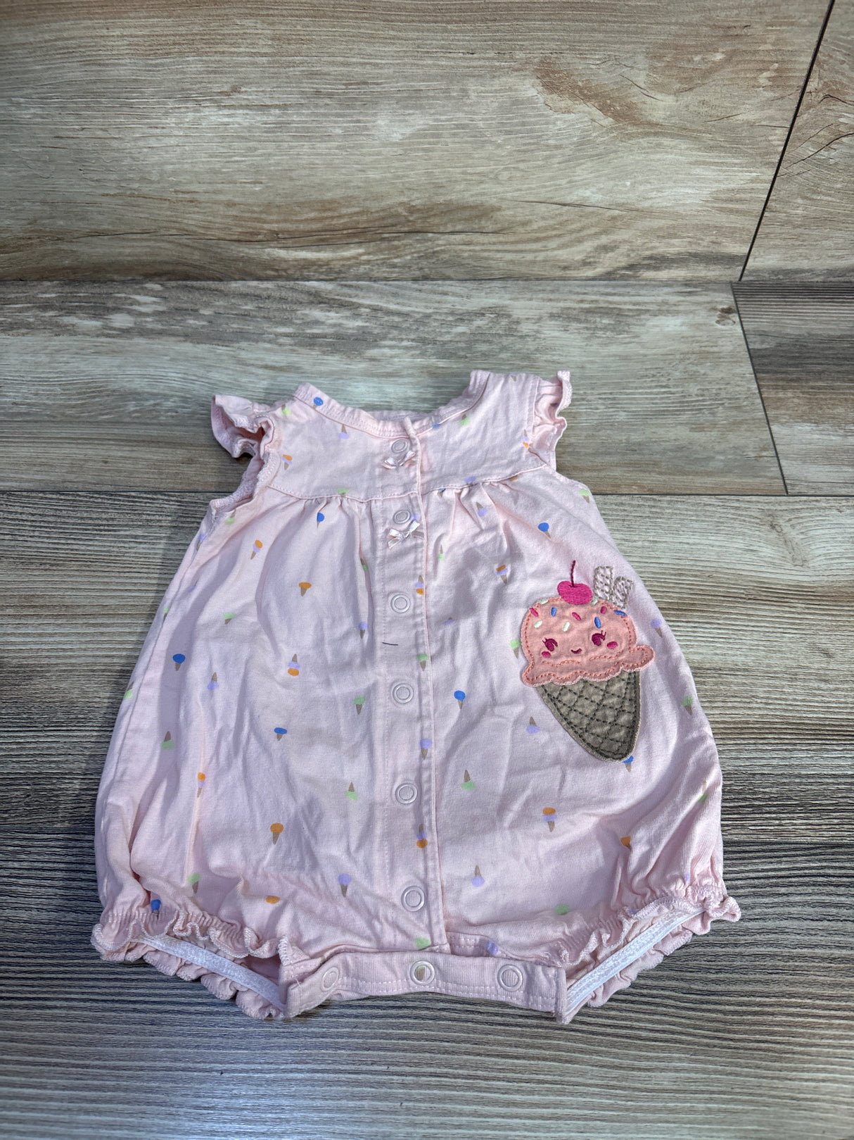 Carter's Button-Front Ice Cream Shortie Romper Pink s 3m