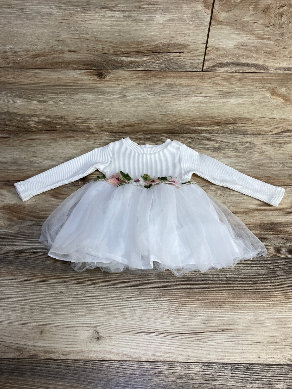 Ribbed Tulle Dress White sz 6-9m