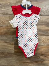 NEW Quiltex 2pk 4th of July Bodysuits Red sz 3/6m