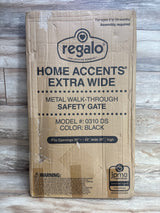 NEW Regalo Home Accents Extra Wide Walk Thru Baby Safety Gate Black