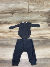 RZ By Rachel Zoe 2pc Ribbed Henley Bodysuit & Pants Grey sz 0-3m