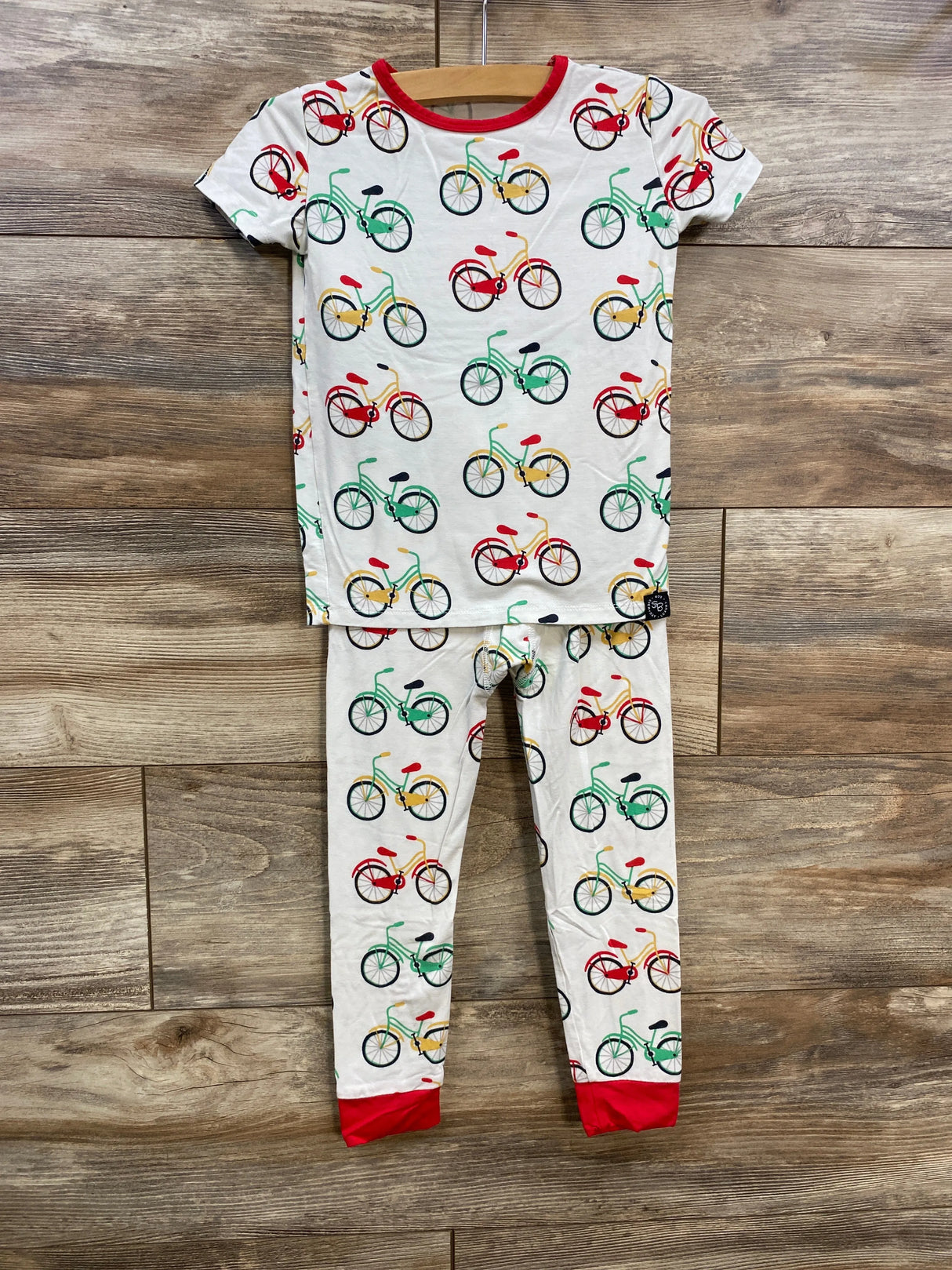 Sweet Bamboo 2pc Bicycle Print Pajama Set White sz 4T