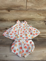 Koala Baby 2pc Peach Print Gauze Dress & Bloomers Set White sz 6m