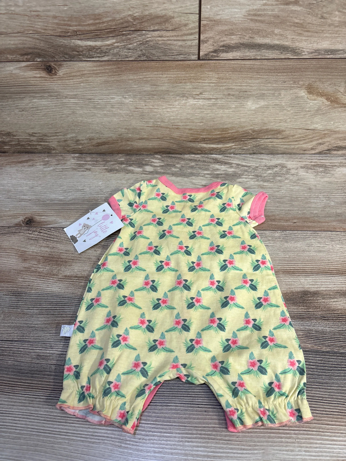 NEW Little Joy Embroidered Flamingo Shortie Romper Yellow sz 0-3m