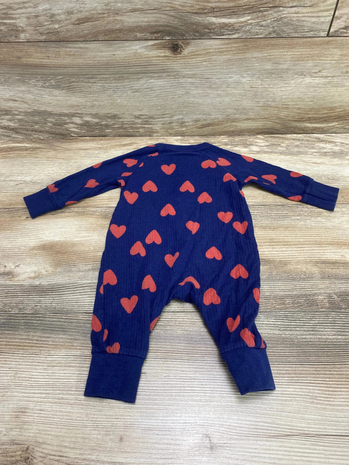 Cat & Jack Heart Print Henley Coverall Navy sz 0-3m