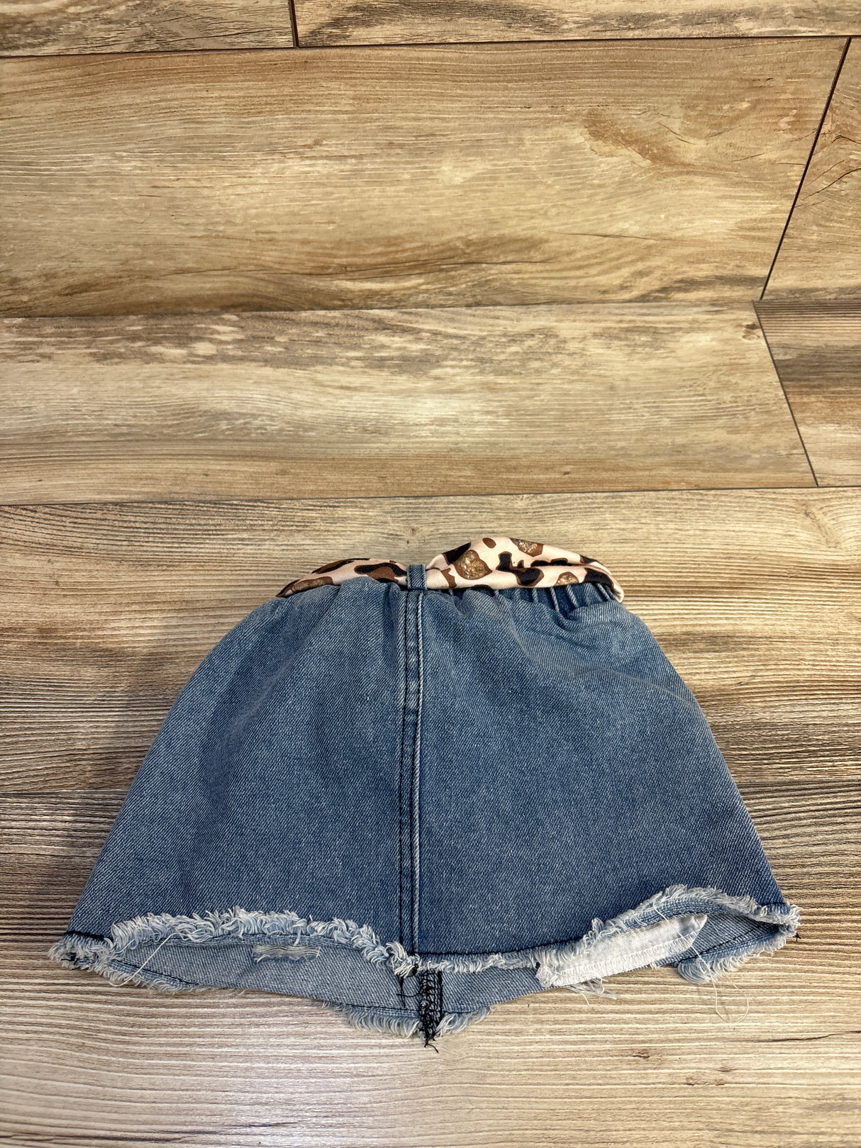 Shein Leopard Belted Denim Skirt Blue sz 9-12m