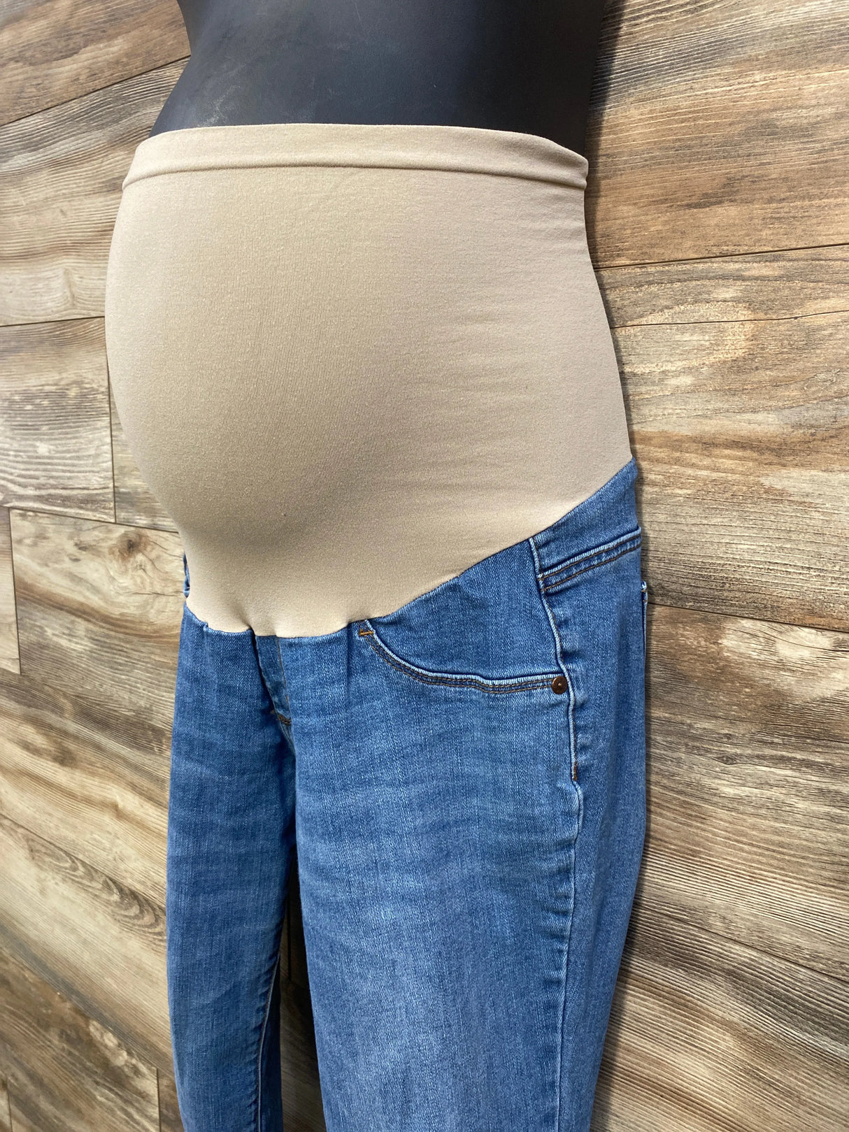 Indigo Blue Full Panel Distressed Jeans Blue sz Petite Medium