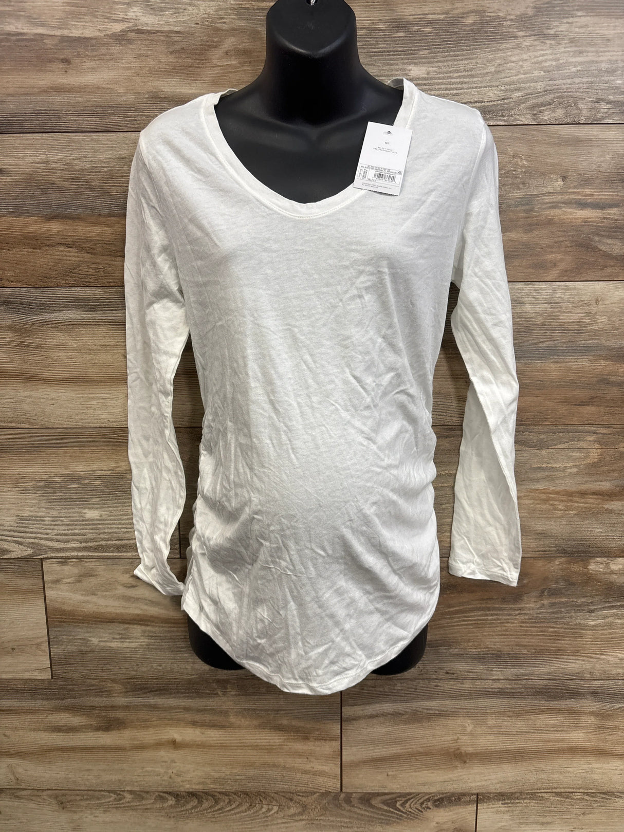 NEW Isabel Maternity Ruched Long Sleeve Shirt White sz Medium