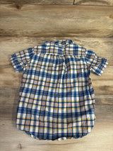 Janie & Jack Plaid Popover Placket Shirt Blue sz 5T