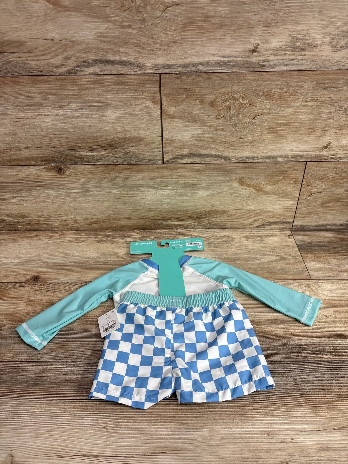 NEW Disney Baby 2pc Mickey Mouse Rash Guard Set Light Blue sz 9m