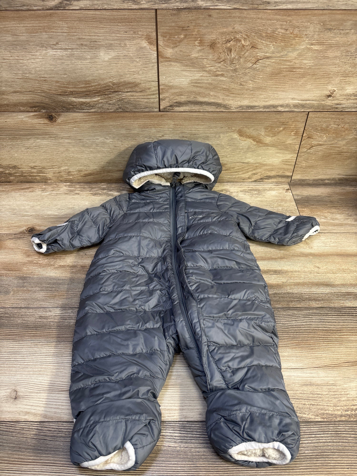 Eddie Bauer Fur Lined Hooded Snowsuit Grey sz 0-3m