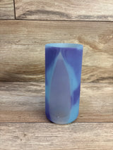 Front view of Dr Brown's narrow 8oz silicone bottle sleeve showing blue and purple marbled pattern on wood background