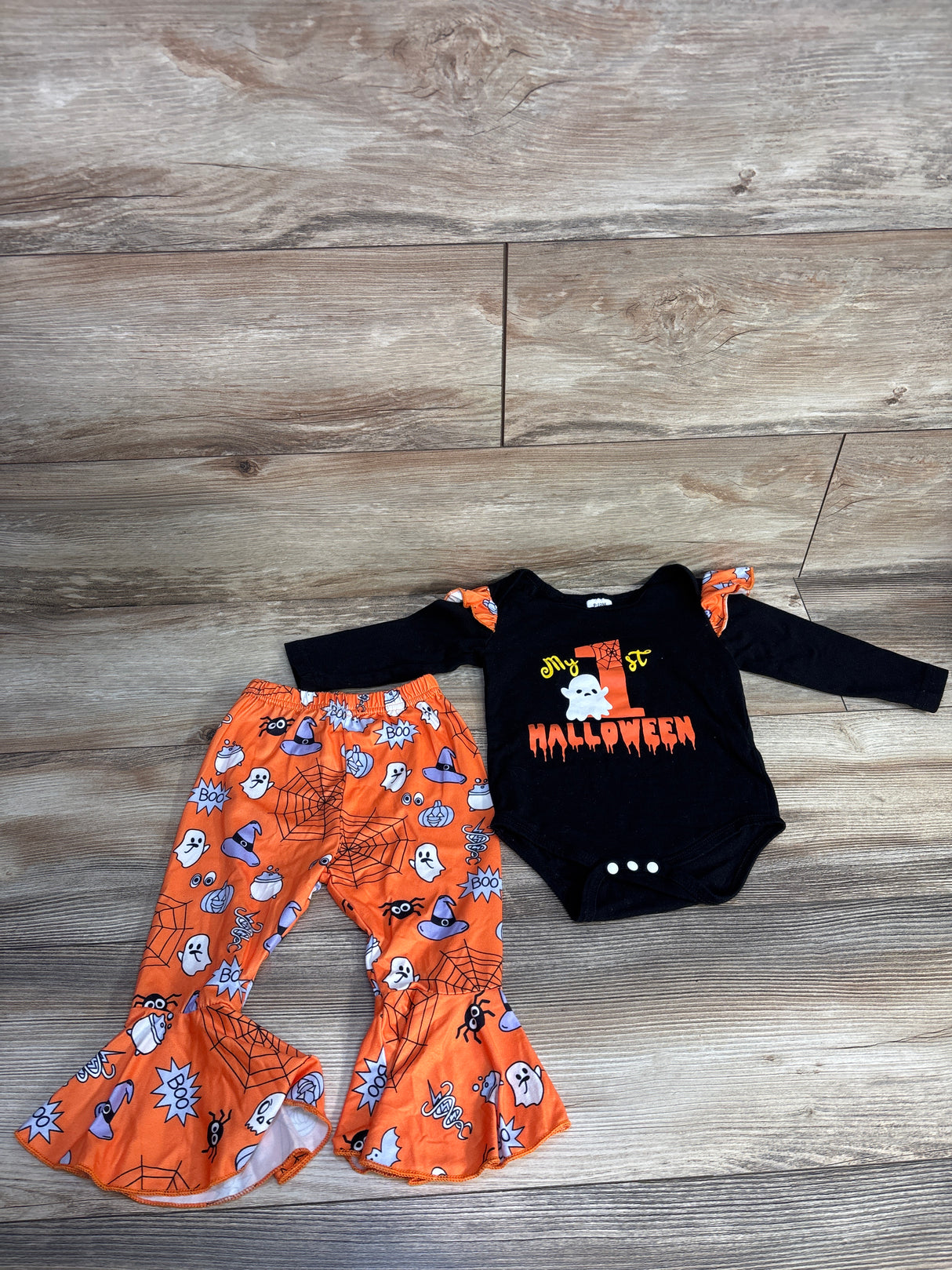 My 1st Halloween 2pc Bodysuit & Pants Set Black sz 9-12m