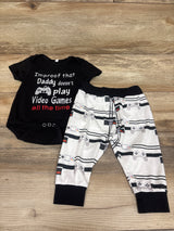 I'm Proof That Daddy Doesn't Play Video Games All The Time 2pc Set Black sz 3-6m