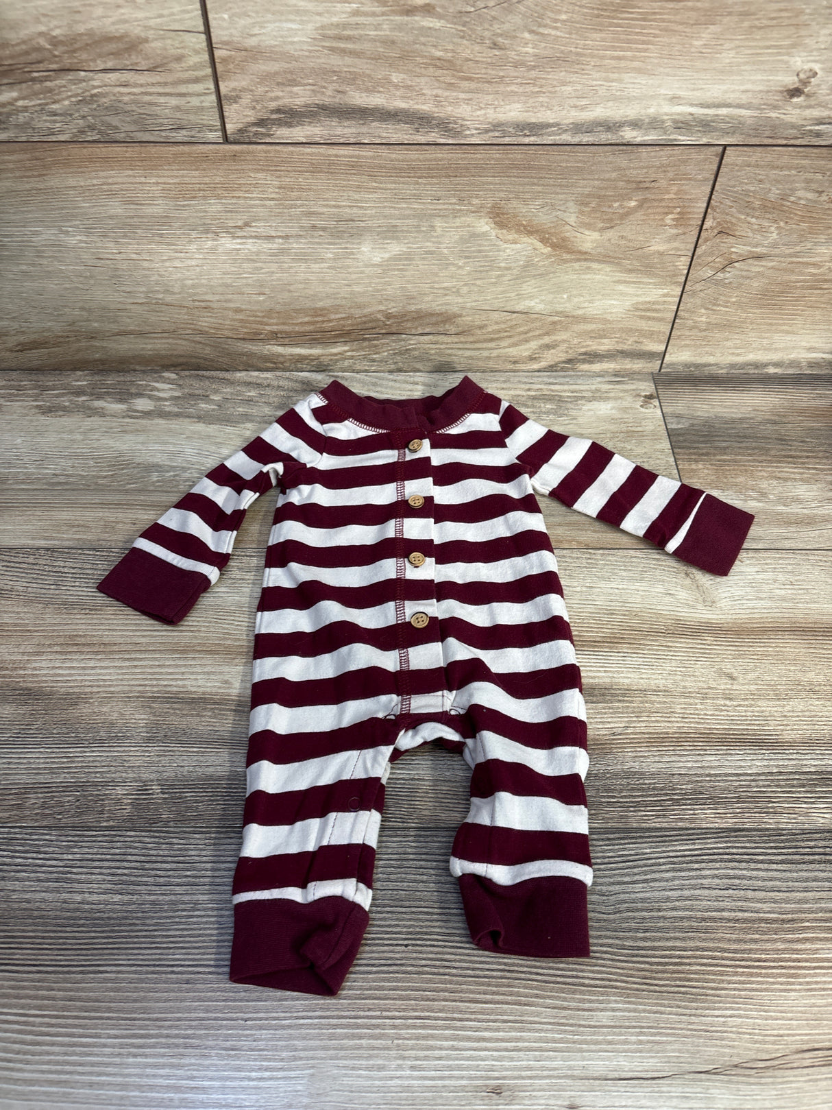 Cat & Jack Striped Button-Front Coverall Burgundy sz Newborn