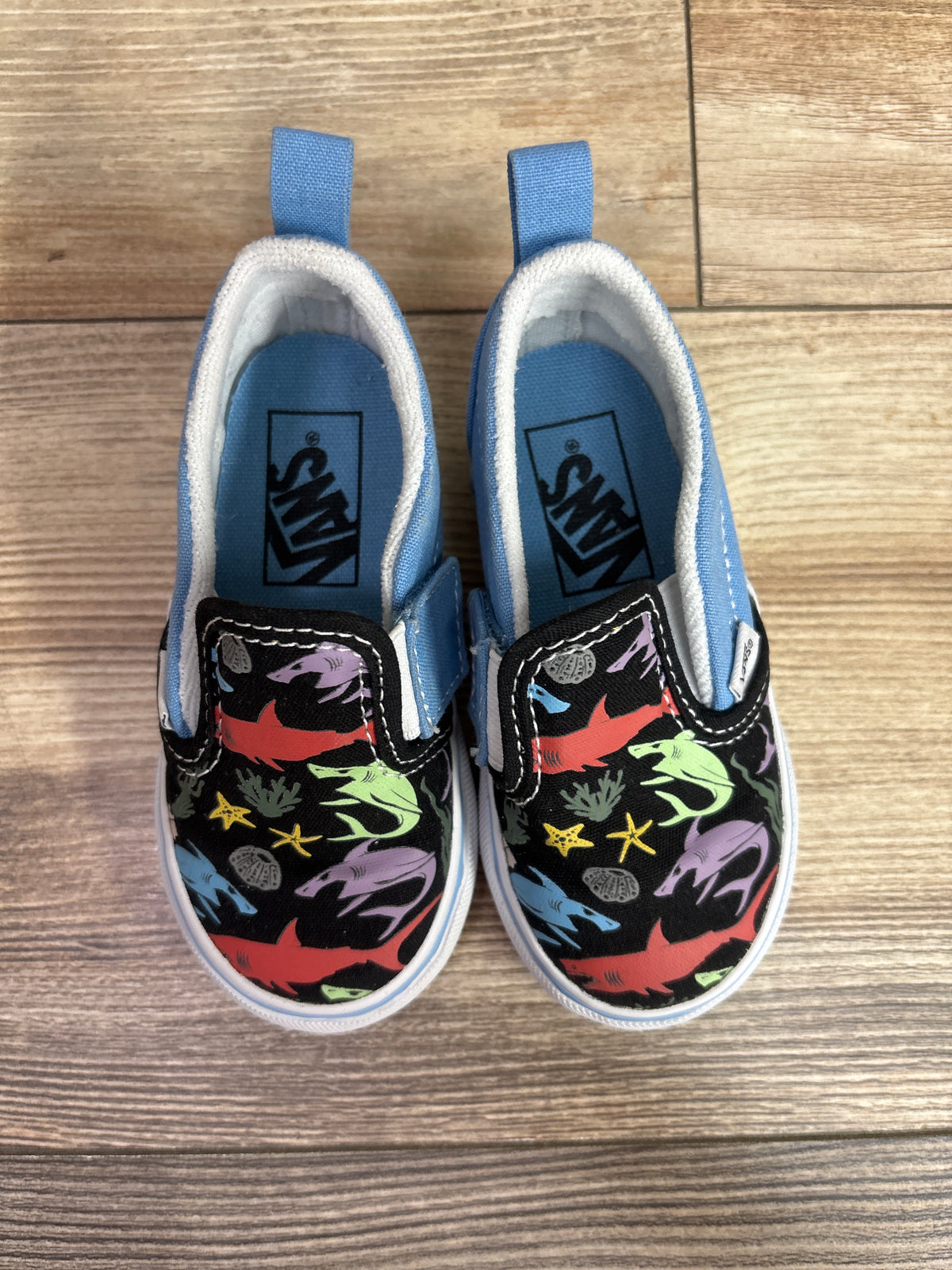 Vans Slip On Shark Sneakers Blue sz 6c