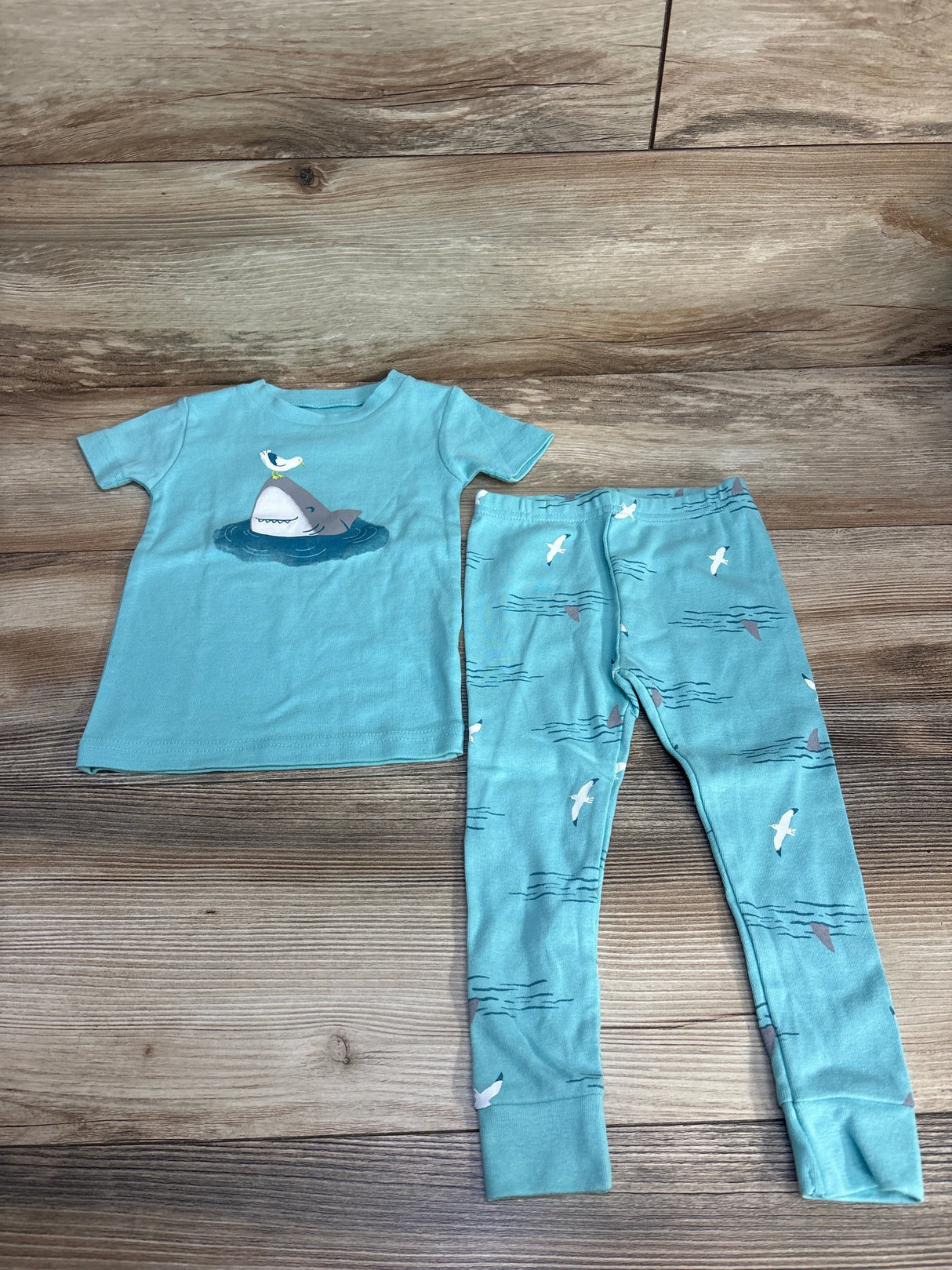 Just One You 2pc Shark Print Pajama Set Blue sz 18m