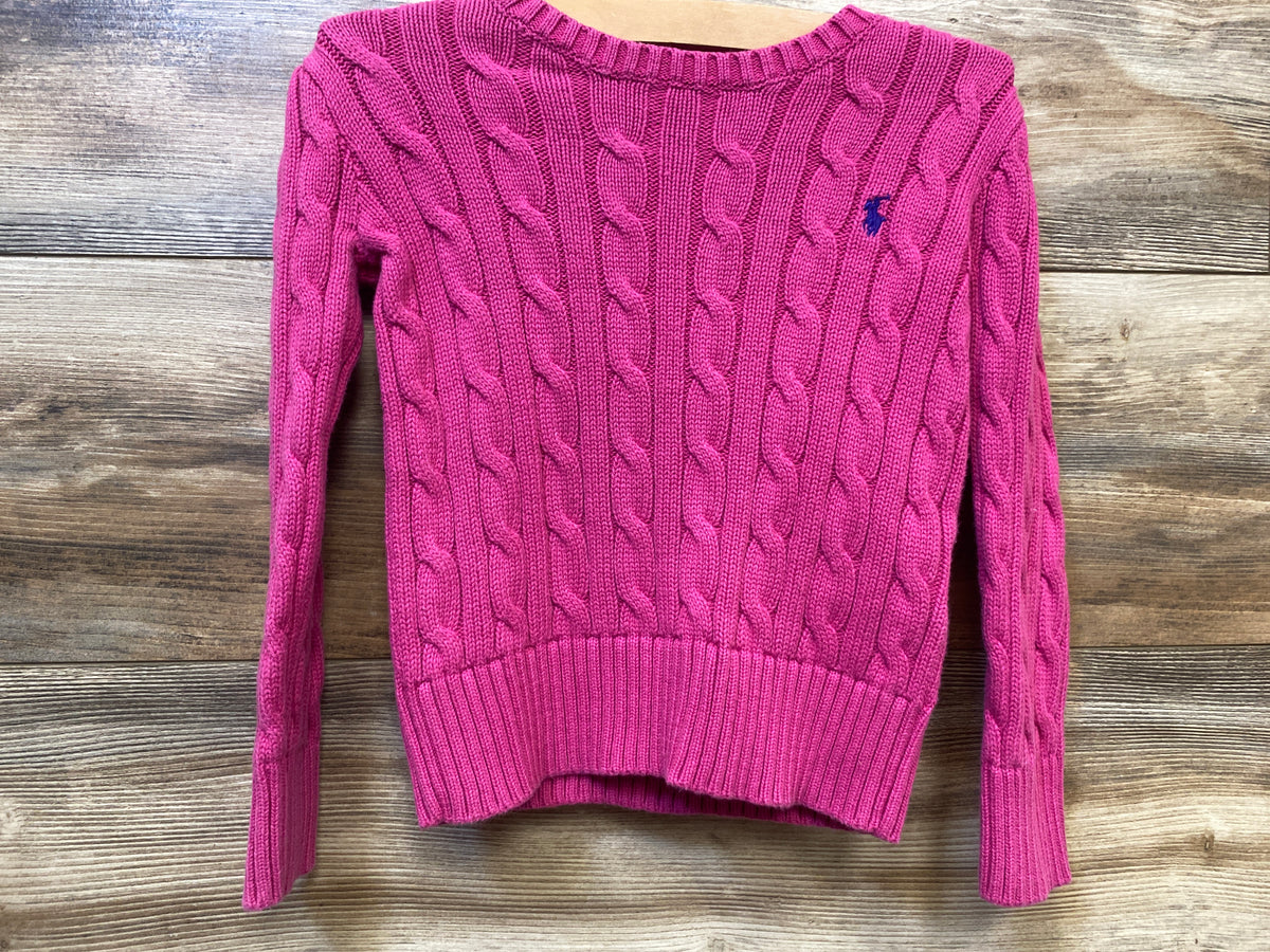 Polo Ralph Lauren Cable Knit Sweater Hot Pink sz 3T