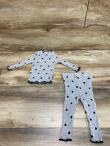 Shein 2pc Ribbed Heart Print Shirt & Leggings Grey sz 6-9m