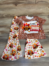 NWOT Shein 2pc Little Miss Gobble Gobble Shirt & Pants Set Brown sz 4T