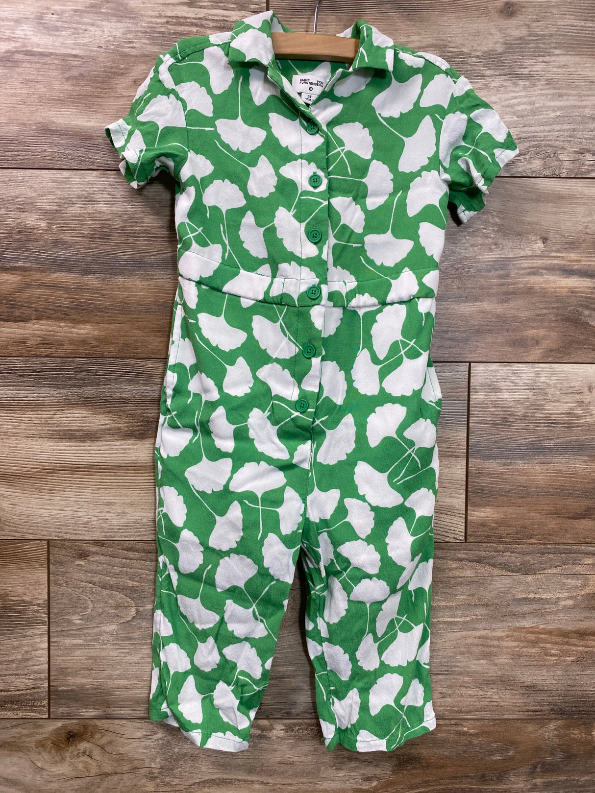 Diane Von Furstenberg Floral Jumpsuit Green sz 3T