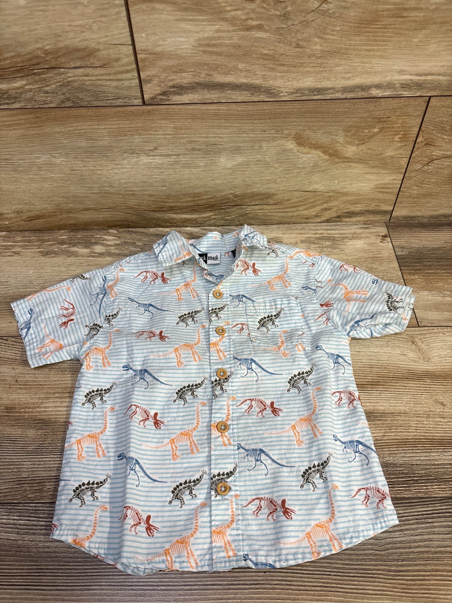 Mick Mack Button Up Dinosaur Shirt Blue sz 24m