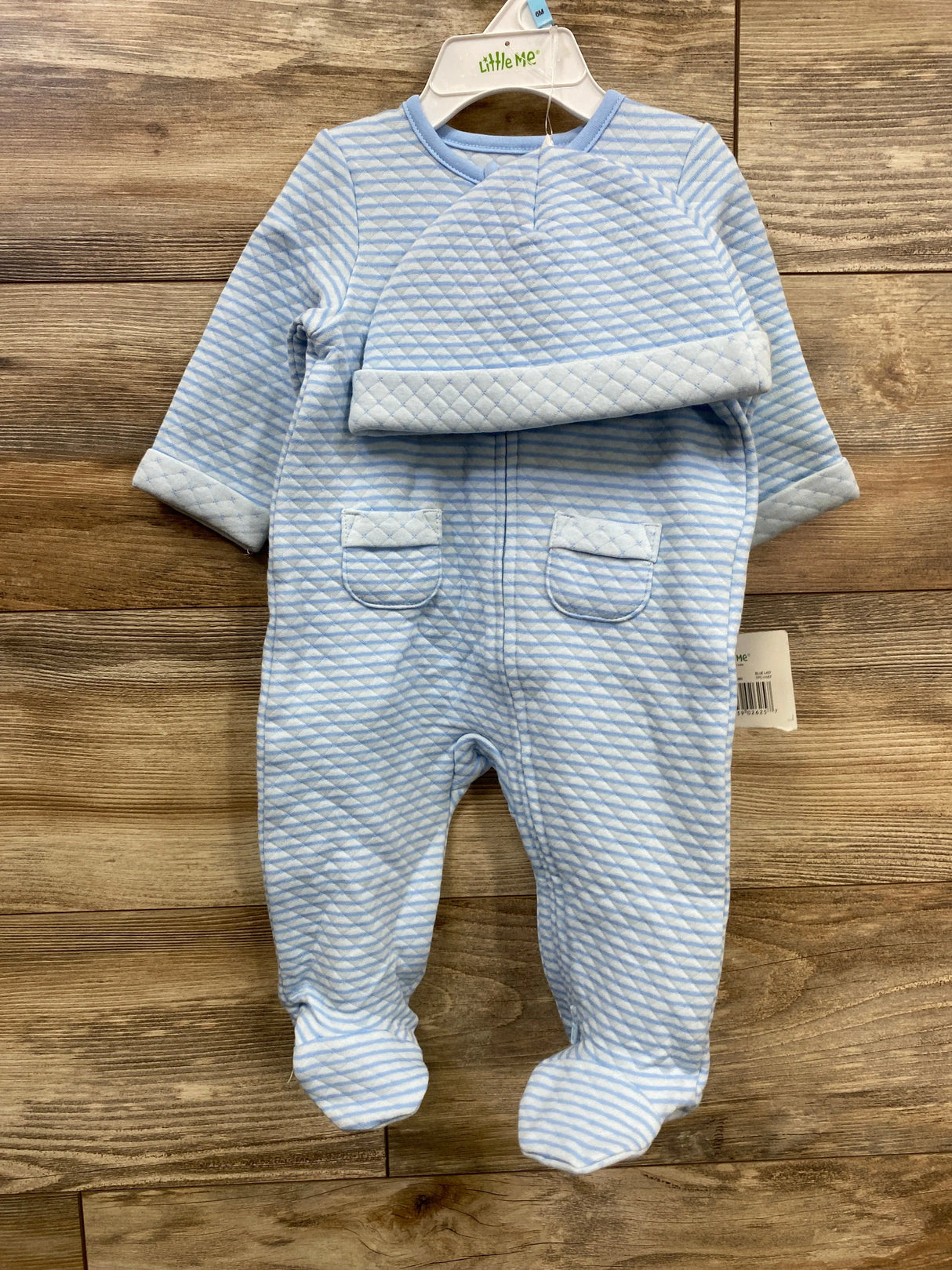 NEW Little Me 2pc Textured Sleeper & Hat Set Blue sz 6m