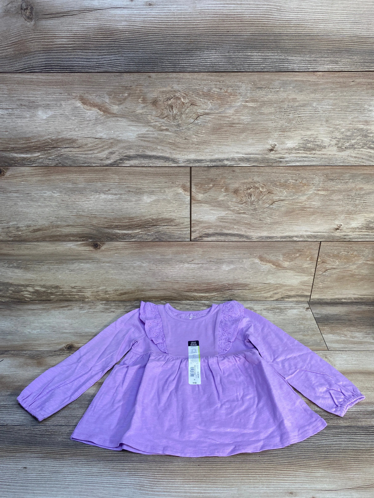 NEW Okie Dokie Purple Eyelet Ruffle Top sz 4T