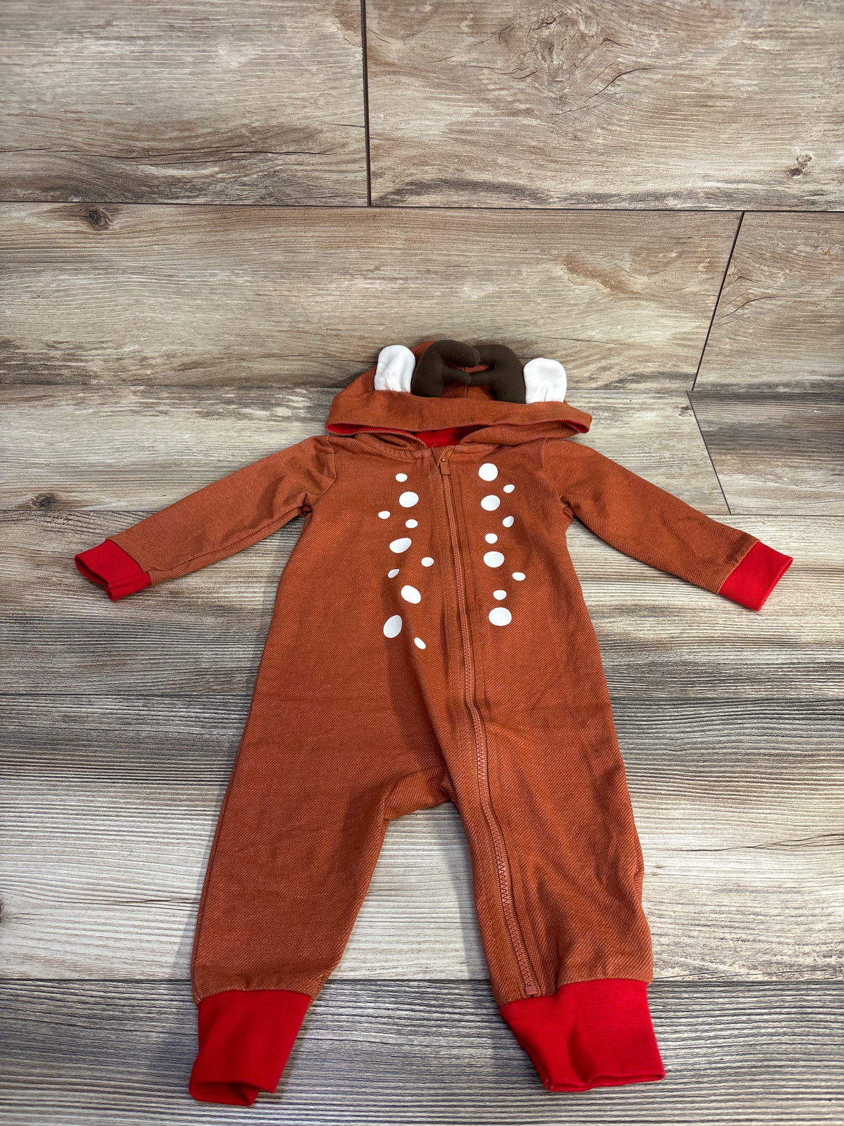 Cat & Jack Reindeer Hooded Coverall Brown sz 6-9m