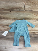 NEW Cloud Island 2Pc Jacquard Checkered Romper & Hat Green sz 0-3m