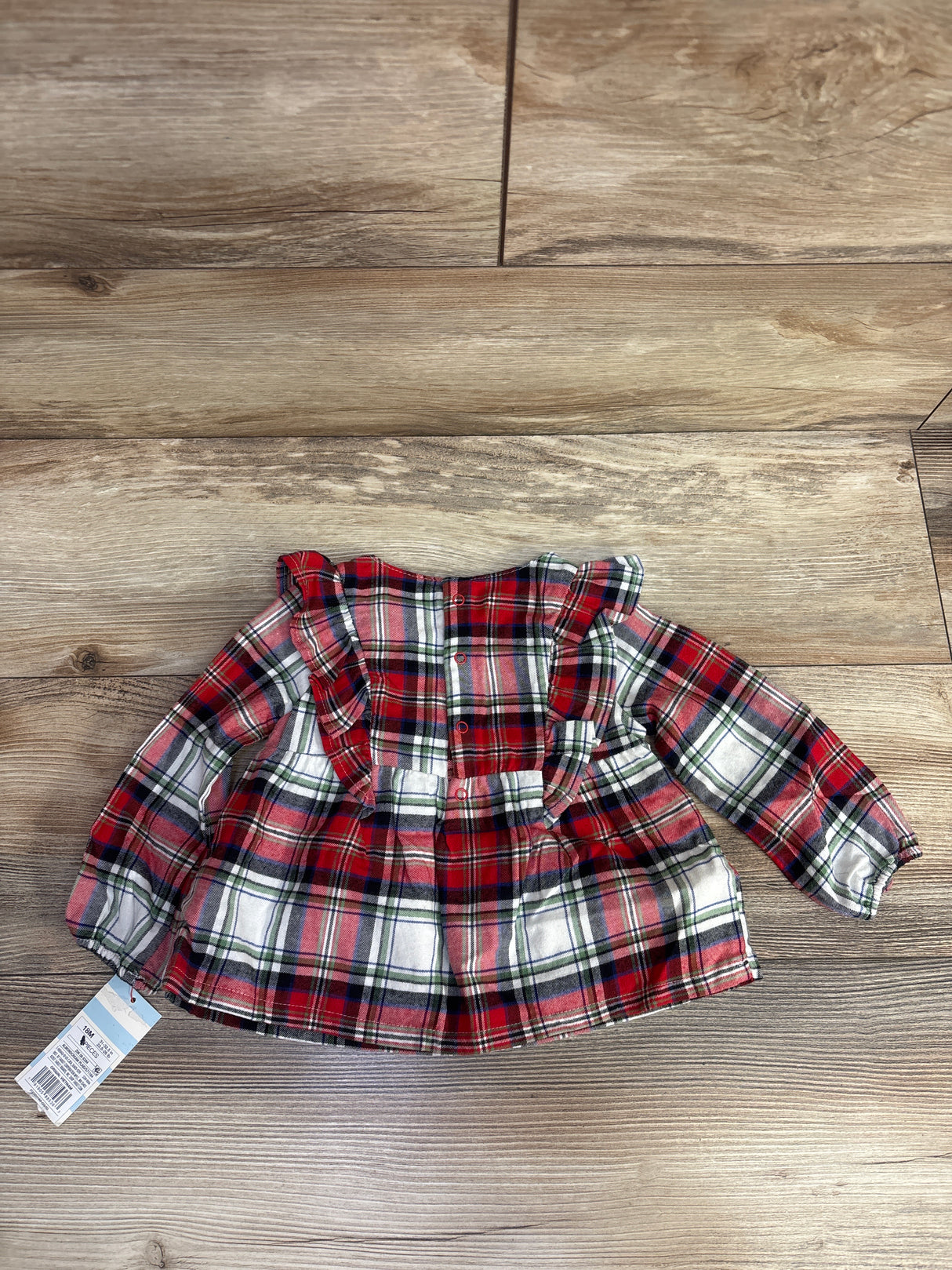 NEW Cat & Jack Plaid Ruffled Dress Red sz 18m