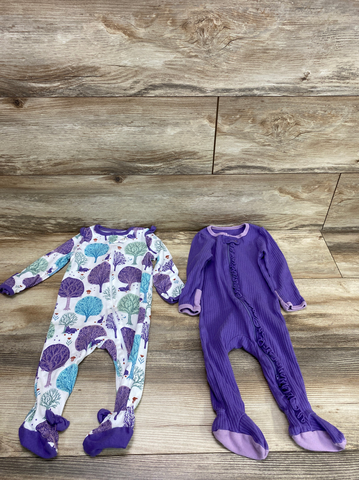 Cloud Island 2Pk Sleepers White/Purple sz 6-9m