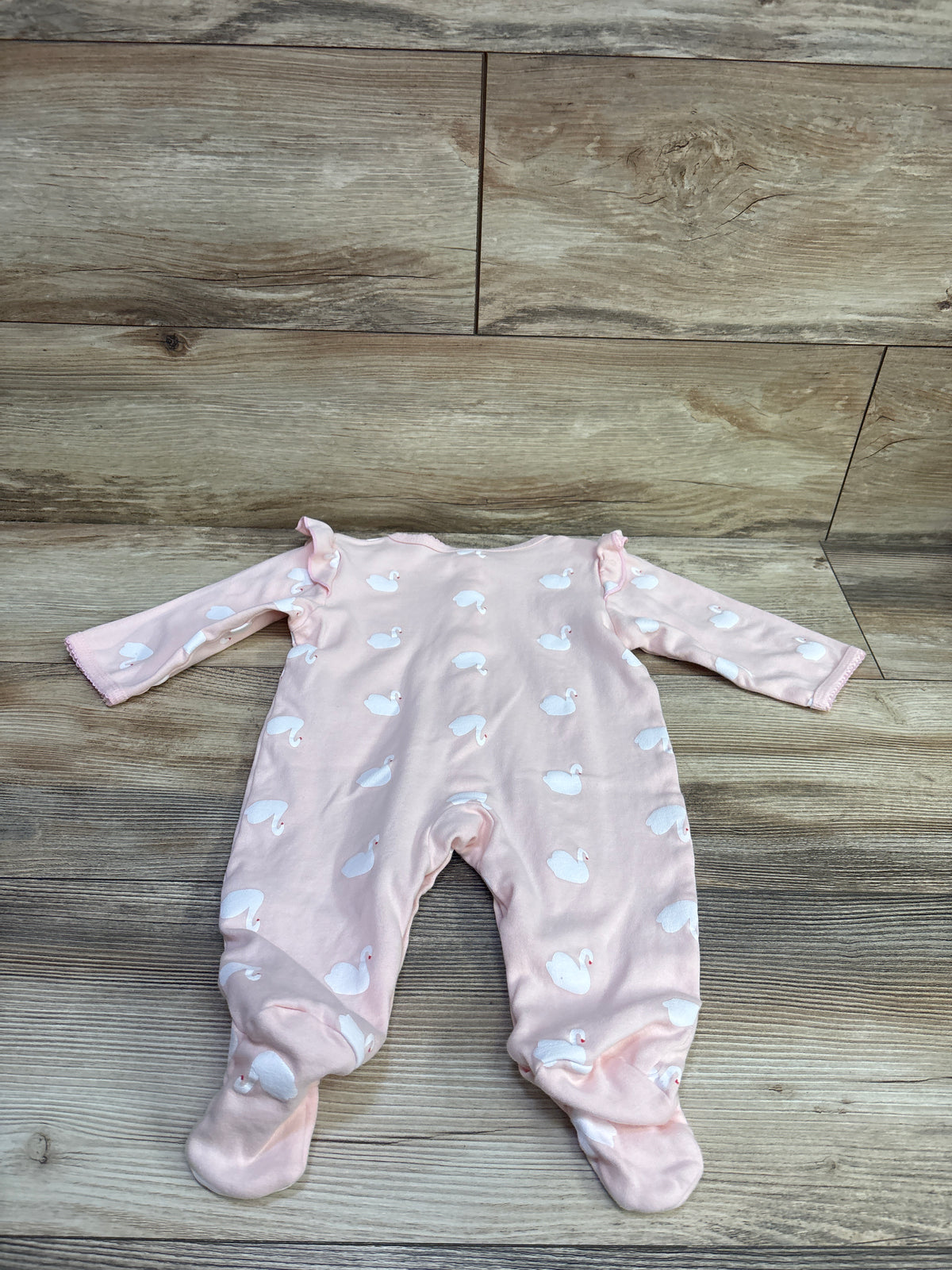 Swan Print Snap Sleeper Pink sz 9m