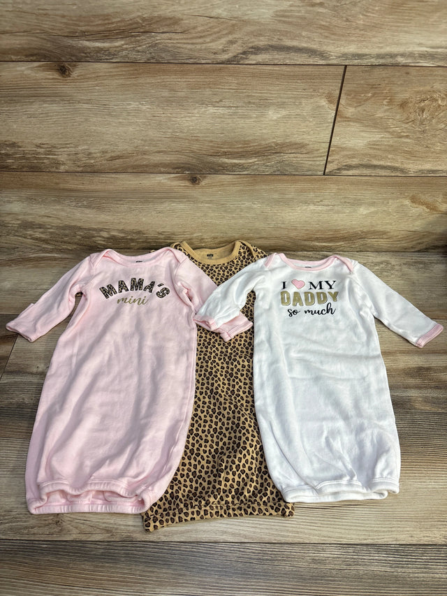 Hudson Baby 3pk Gowns Pink sz 0-6m - Me n Mommy To Be