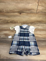 NEW Little Me 2pc Polo Shirt & Woven Shortall Set White sz 9m