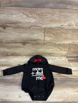 Shein Mom+Dad=Me Hooded Sweatshirt Bubble Romper Black sz 12-18m