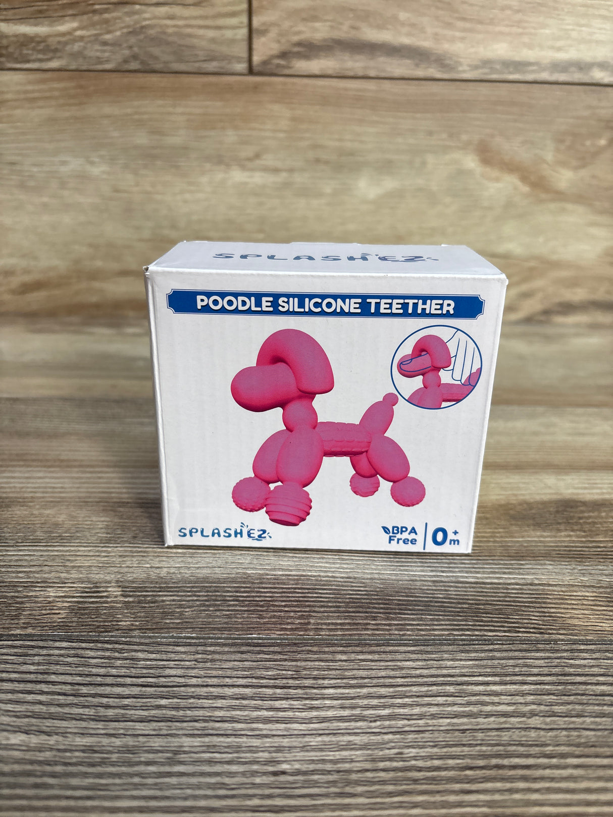 NEW SplashEZ Baby Teether 100% Safe Silicone, Pink Poodle