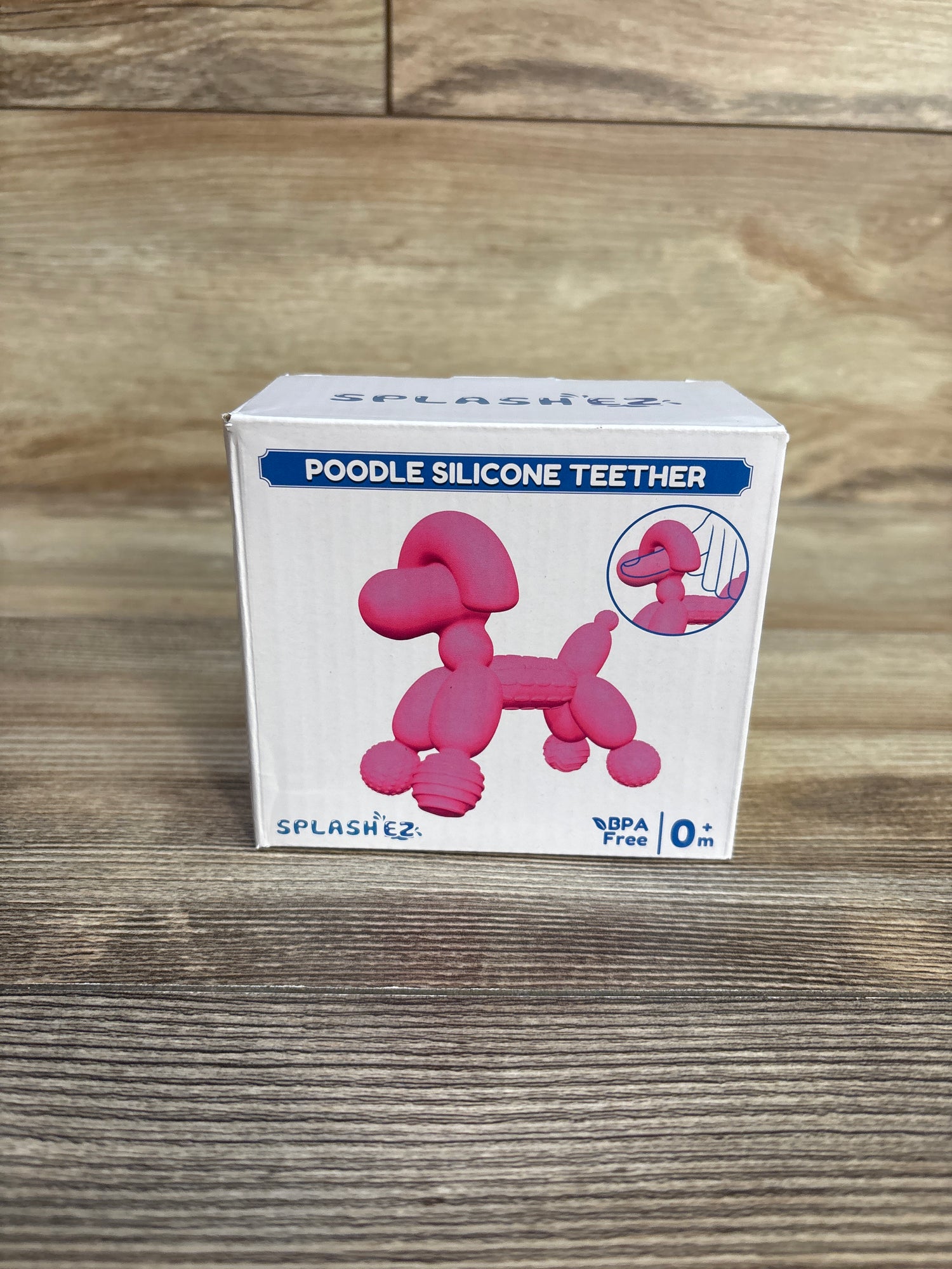 NEW SplashEZ Baby Teether 100% Safe Silicone, Pink Poodle