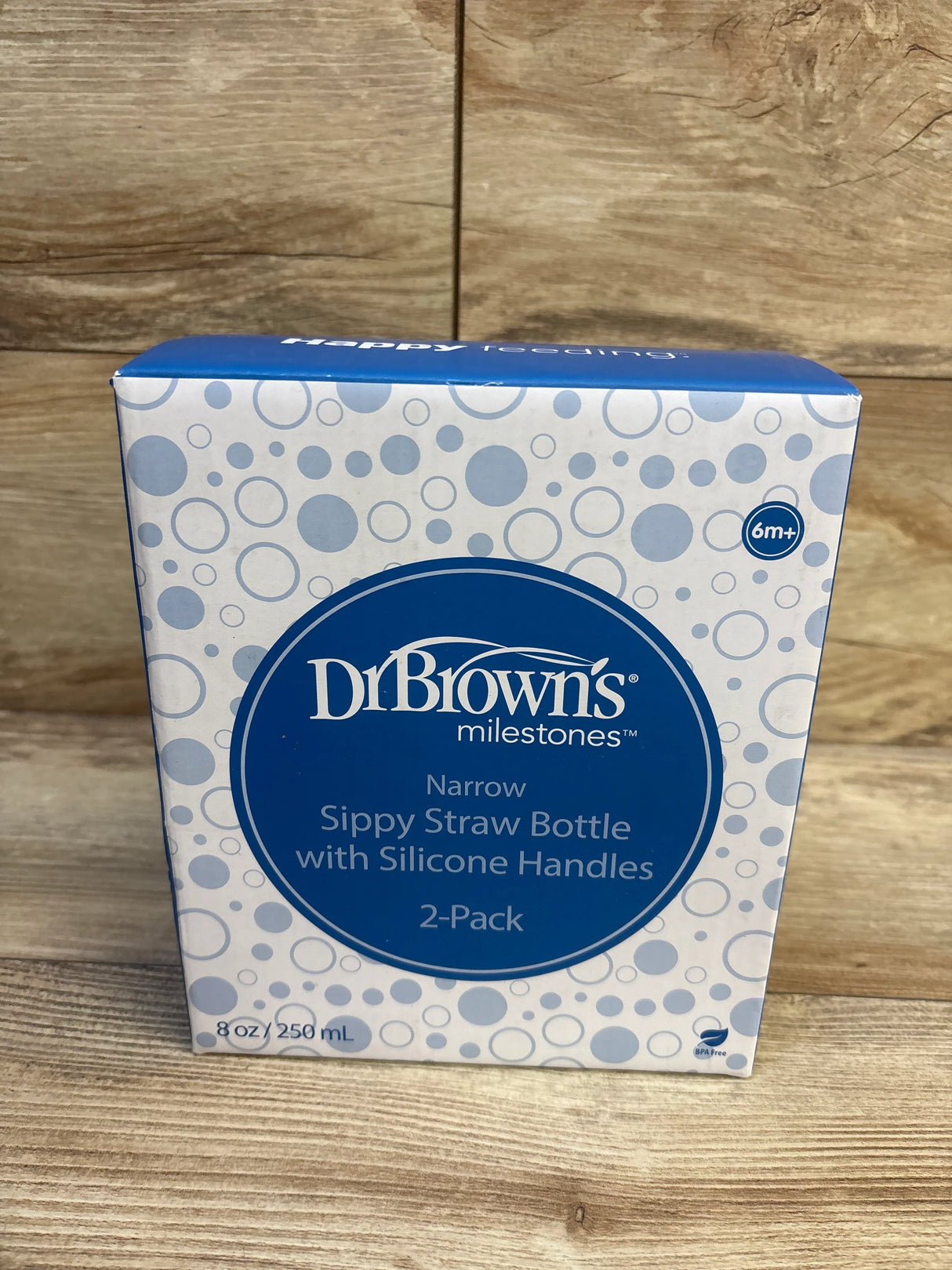 NEW Dr. Brown's Milestones Narrow Sippy Straw Bottles with Silicone Handles 8oz 2pk