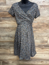 OUGES Blue Floral Nursing Dress Black sz Small