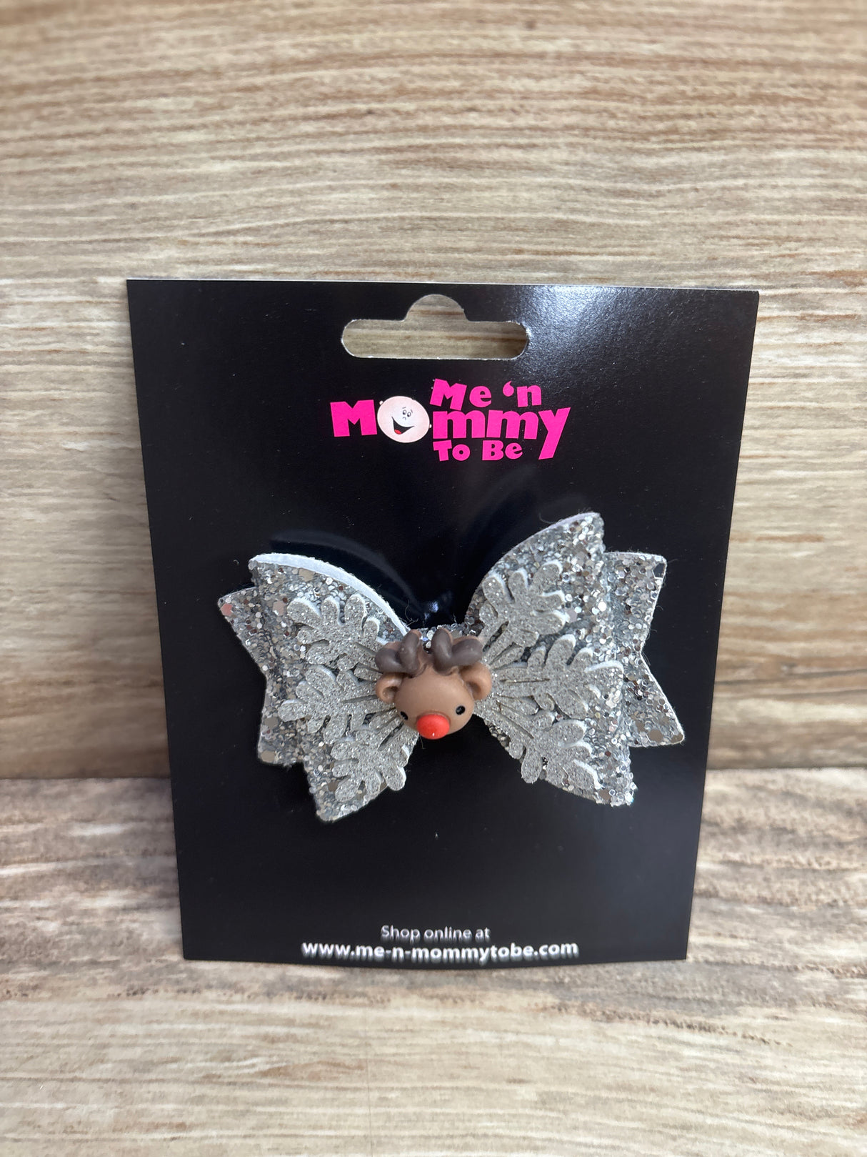NEW Double-Layer Glitter Hair Bow w/ Reindeer Applique