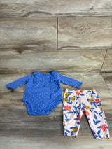 Carter's 2pc Polka Dot Bodysuit & Floral Pants Blue sz 3m