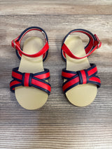 Janie & Jack Striped Cross-Strap Sandals in Very Cherry sz 8c