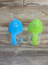 Munchkin Any Angle Weighted Straw Cup 2pk Blue/Green 7oz